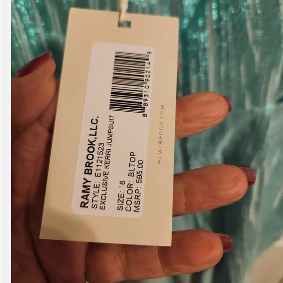NWT - Ramy Brook Metallic Blue Jumpsuit - Size 6 - Picture 5 of 16